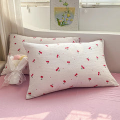 YOUMIKA  -  Cute Cherry Bedding Set NO Filler INS Duvet Cover Soft Single Double Quilt Cover Sheet Girls Adults Home Textiles Decor Bedroom