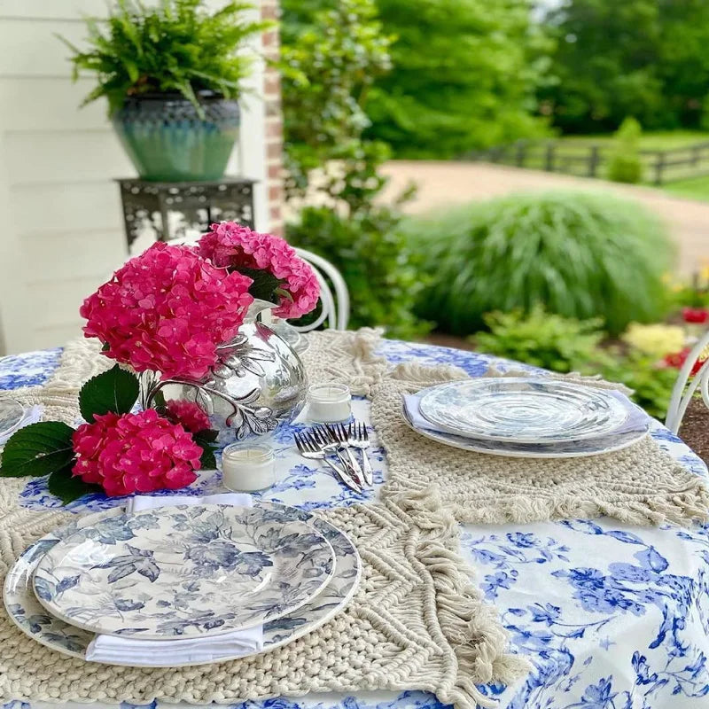 YOUMIKA  -  Macrame Placemats Set of 4 Handmade Cotton Woven Modern Farmhouse Fringe Placemats for Dining Table & Kitchen Boho Wedding Décor