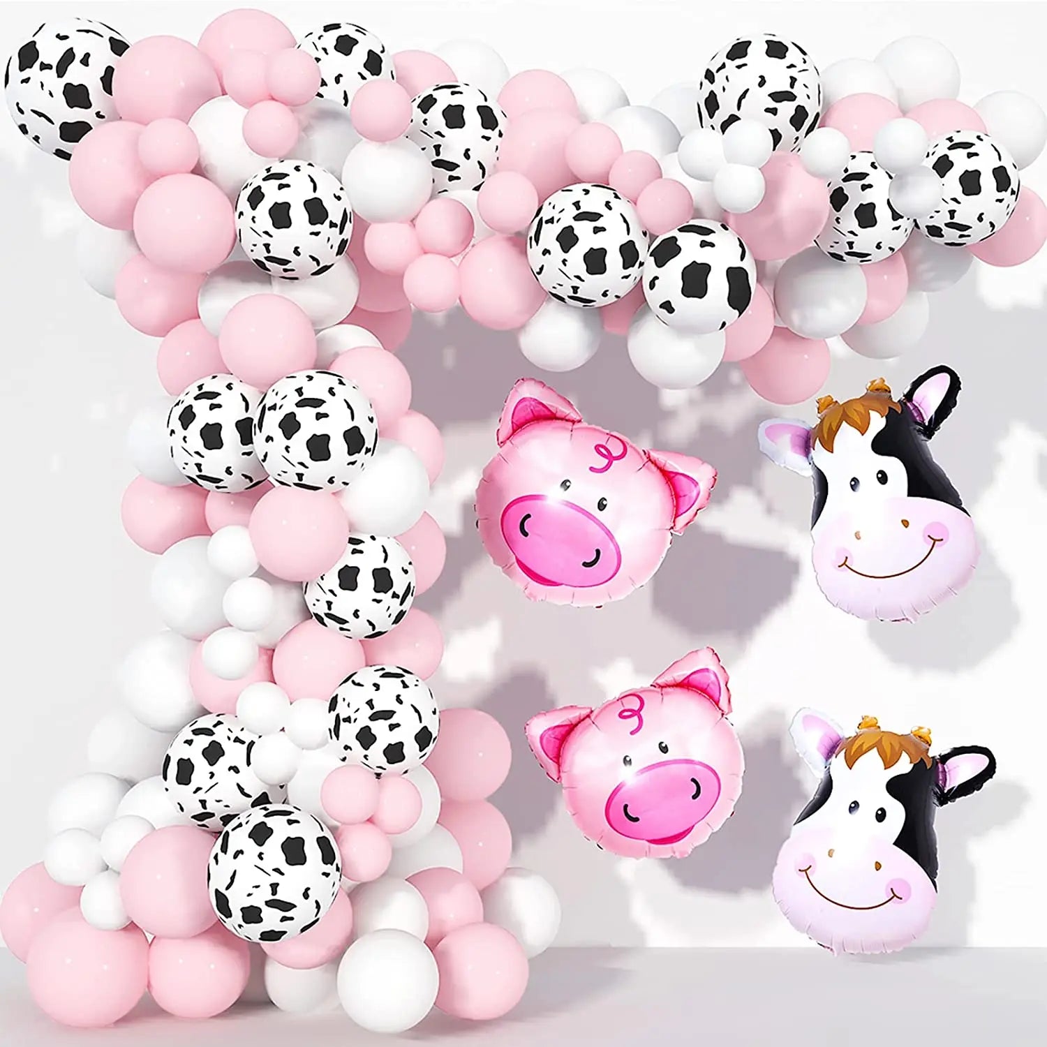 YOUMIKA  -  New Cow Animal Theme Birthday Party Supplies Pink Foil Number Balloons  For Holy Cow Im One Birthday Party Decoration