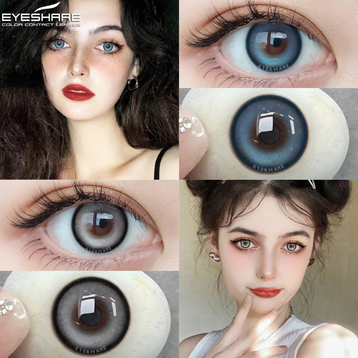 YOUMIKA  -  New Color Contact Lenses for Eyes 1Pair Natural Blue Eyes Contacts Lenses Yearly Fashion Gray Korean Contacts Lenses