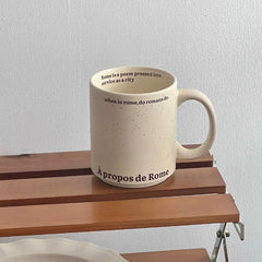 YOUMIKA  -  Original Retro Brown Letter Splashed Ink Ceramic Cup Maillard Coffee Cup Office Mark Water Cup Ceramic Mug