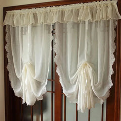 YOUMIKA  -  Creamy Balloon Curtain Window Sheer Valance Lace Ruffle Tie Up Roman Curtain Handmade Crochet Embroidered Home Decoration TJ8262