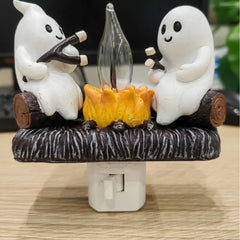 YOUMIKA  -  Ghost Campfire Flickering Night Light EU/US/UK Plug in 2024 New Funny Cute Chost Lamp for Kids Room Halloween Party Decorations