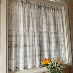 YOUMIKA  -  1 pcs American lattice window, garden curtain French windowcotton  linen Mediterranean  cortinas de dormitorio