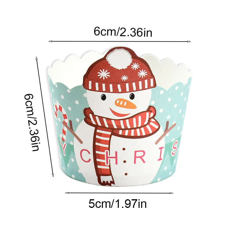 YOUMIKA  -  20Pcs Christmas Cupcake Linner Cartoon Santa Claus Muffin Paper Cups 2024 Christmas Party Cake Decoration Supplies Kids Favors