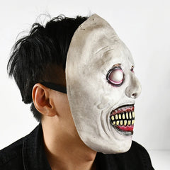 YOUMIKA  -  Halloween Creepy Smile Horror Mask with White Eyes Halloween Party Gift Horror Props Evil Cosplay Costume Accessories Supplies