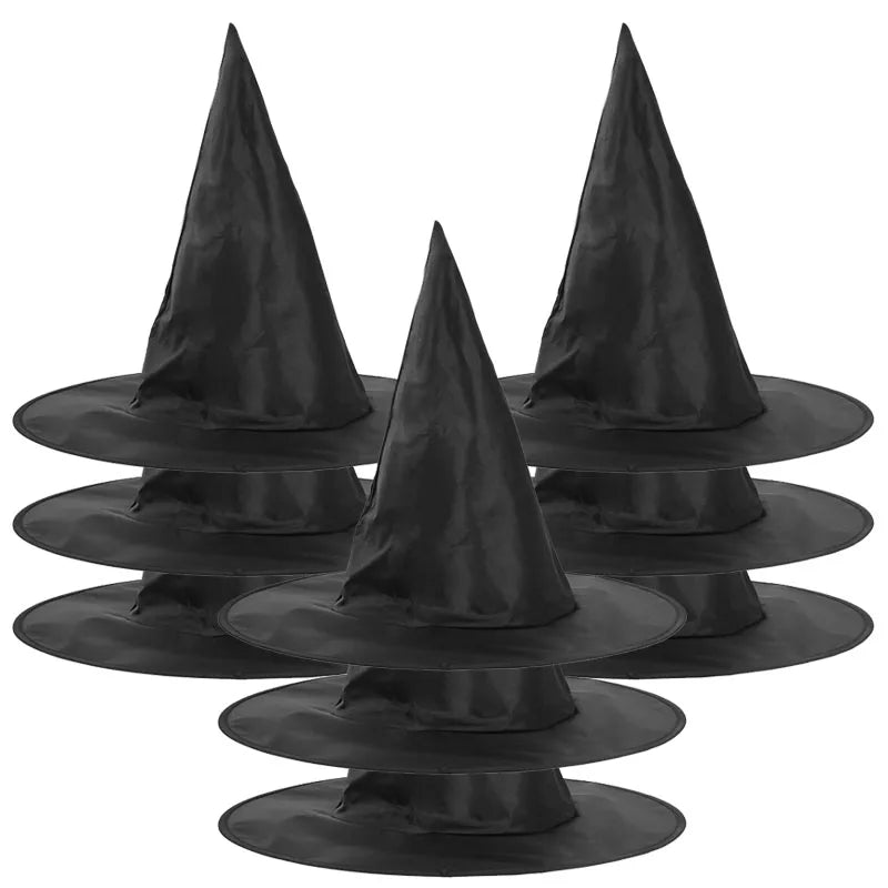 YOUMIKA  -  5Pcs Unisex Halloween Witch Hat for Kids Adults Halloween Party Cosplay Costume Props Decoration Accessories Black Wizard Cap