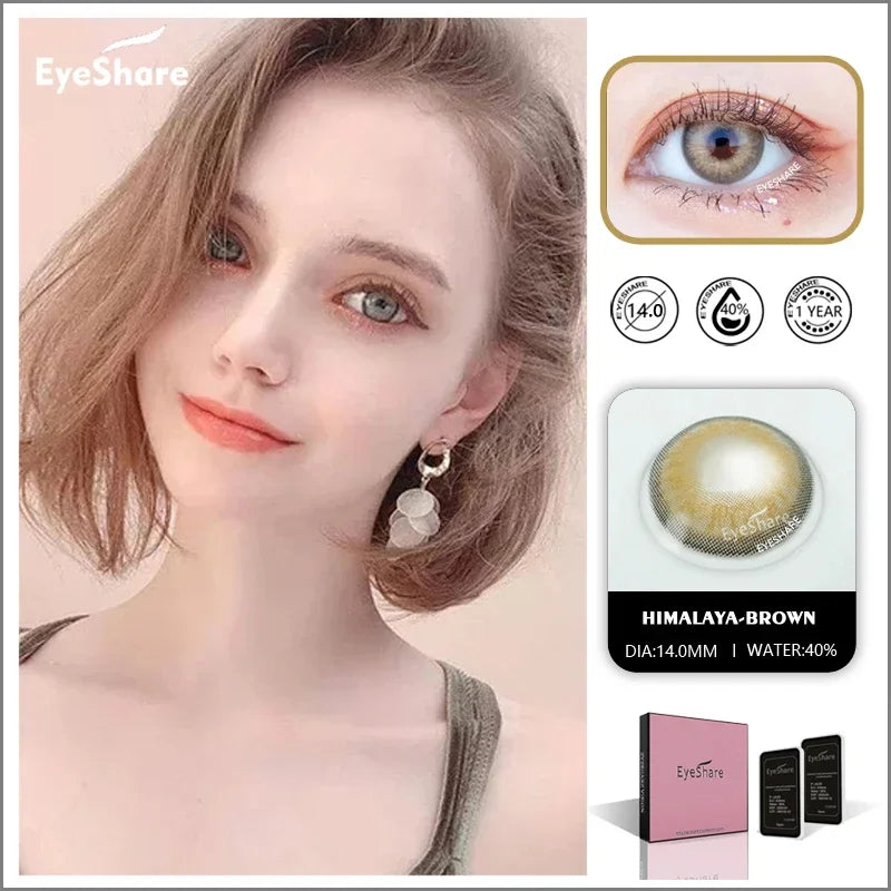 YOUMIKA  -  Color Lens Eyes 2pcs Natural Color Contact Lenses For Eyes Yearly Beauty Contact Lenses Eye Cosmetic blue Color Lens