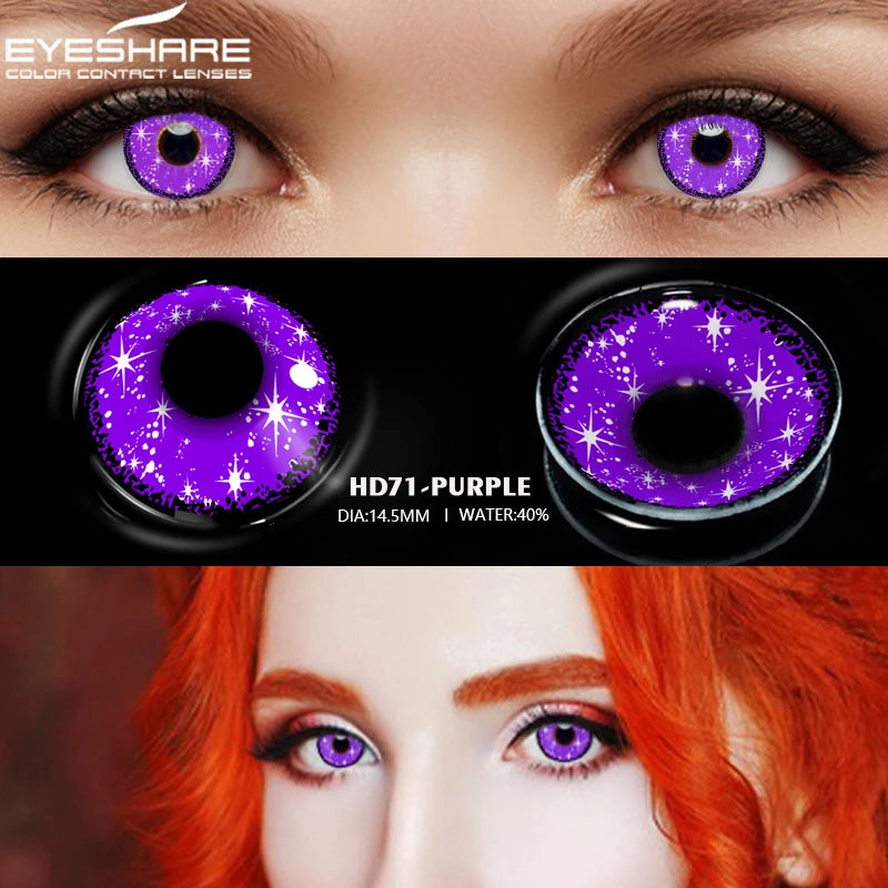 YOUMIKA  -  1Pair Cosplay Lenses Purple Lenses Colored Contact Lenses for Eyes Yearly Anime Accessories Eye Contacts Lens Halloween