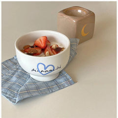 YOUMIKA  -  Korean Breakfast Bowl Ceramic Printed Yogurt Bowl Oatmeal Rice Bowl Small Soup Tableware