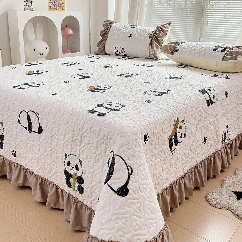 YOUMIKA  -  Quilted Bedspread Ruffles Bed Linen Thickened Bedsheets Printed Bed Cover Home Bedding покрывало (Pillowcase Need Order)