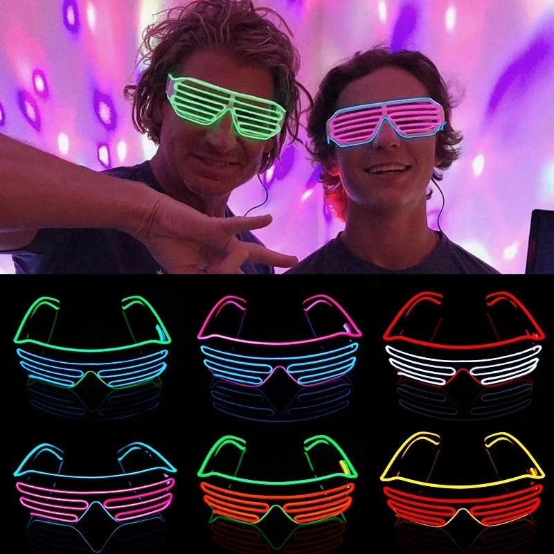 YOUMIKA  -  LED Neon Light Masks Luminous Glasses Halloween Party Scary Horror Props Decoration Cosplay Costume Supplies Glow in The Dark