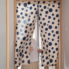 YOUMIKA  -  Japanese Style Doorway Curtains Dots Printed Cotton Cloths Noren Door Tapestry Room Divider Curtains for Kitchen Cafe Home Decor