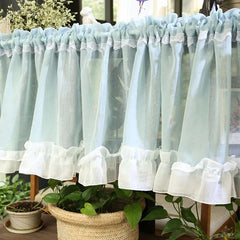 YOUMIKA  -  Boho Floral Embroidery Curtain with Bow-Knot Elegant Rod Pocket Semi Sheer Window Curtain Valance for Cafe Living Room & Bedroom