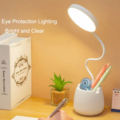 YOUMIKA  -  LED Desk Lamp With Pen Holder Rechargeable Eye Protection Night Light Touch Dimming Bendable Reading Lights For Bedside Lighting