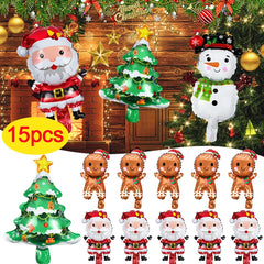 YOUMIKA  -  15/5PCS Mini Gingerbread Man Foil Balloons Christmas Tree Santa Claus Balloon 2025 Xmas New Year Holiday Decoration Kids Favors