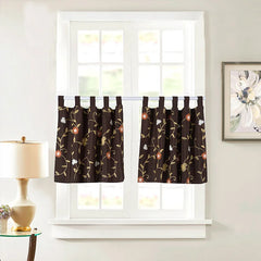 YOUMIKA  -  Floral Embroidered Tab Top Kitchen Curtain Valance Farmhouse Style Chic Window Treatment for Bathroom Livingroom Home Décoration