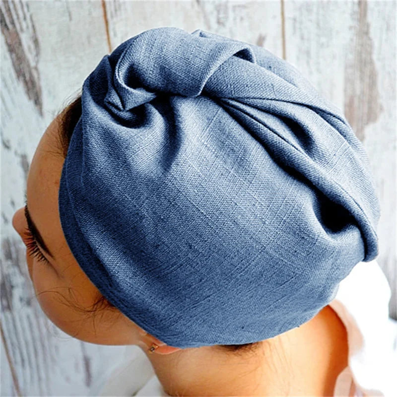 YOUMIKA  -  Linen Hair Drying Cap Super Absorbent & Quick-Drying Towel Artifact Wrap Headscarf Japanese-Style Adult Women Shower Caps TJ7239