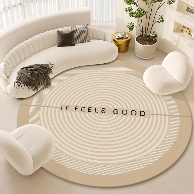 YOUMIKA  -  Light Luxury Round Cream Style Carpet Living Room Large Area Thickened Sofa Carpets Coffee Table Nonslip Bedroom Study Round Rug