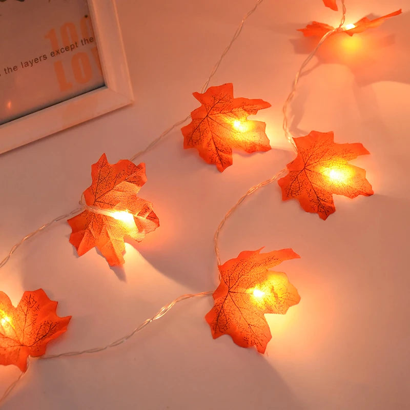 YOUMIKA  -  3M 20LED Maple Leaf Light String Fake Autumn Leaves LED Fairy Garland for Christmas Thanksgiving Halloween Party Home Decoration