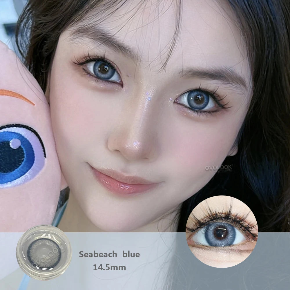 YOUMIKA  -  1 Pair(2pc) Seabeach Blue Contact Lenses for Eyes Natural Beauty Pupil Comestic Color Lens Eyes Half A Yearly Use 14.5mm