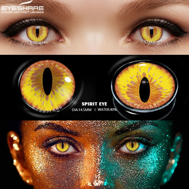 YOUMIKA  -  2pcs New Color Contact Lenses For Eyes Cosplay Soft Yellow Blue Colored Contact Lenses Halloween Makeup Eyes Color Lens