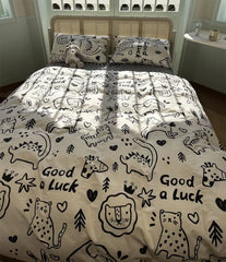 YOUMIKA  -  Fashion cute cartoon lion dinosaur bedding set teen,twin full queen king cotton home textile bed sheet pillow case quilt cover