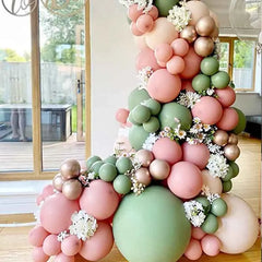 YOUMIKA   -  124PCS Artificial Vines Green Blush Pink Peach Balloons Garland Arch Kit for Boys Girls Baby Shower Birthday Party Decorations