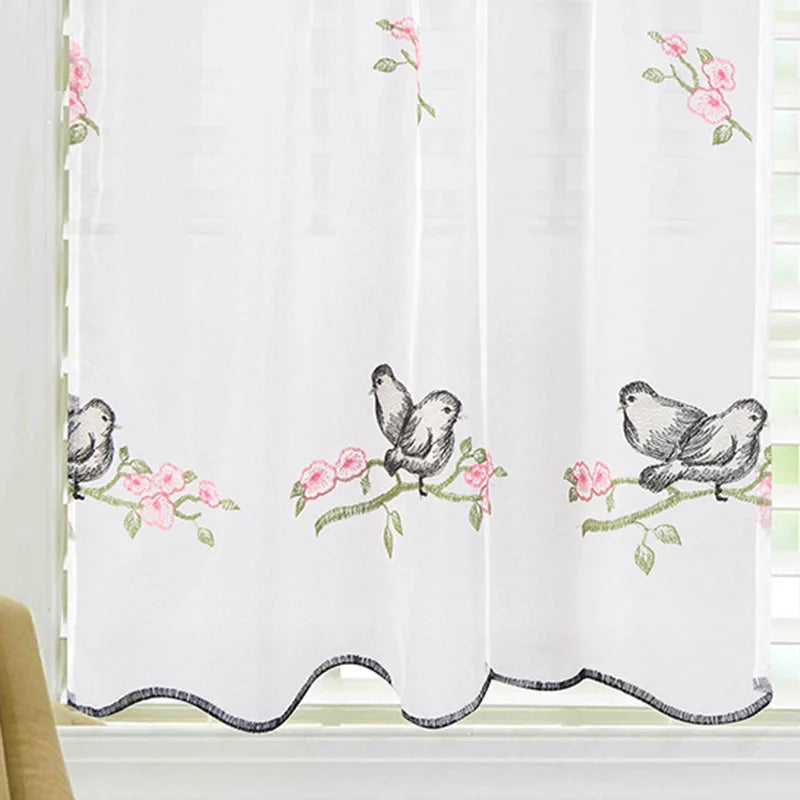 YOUMIKA  -  Elegant Sheer Voile Curtain Rod Pocket 1 Panel Floral Embroidered Luxury Tulle Curtain Window Treatment for Bedroom Living Room