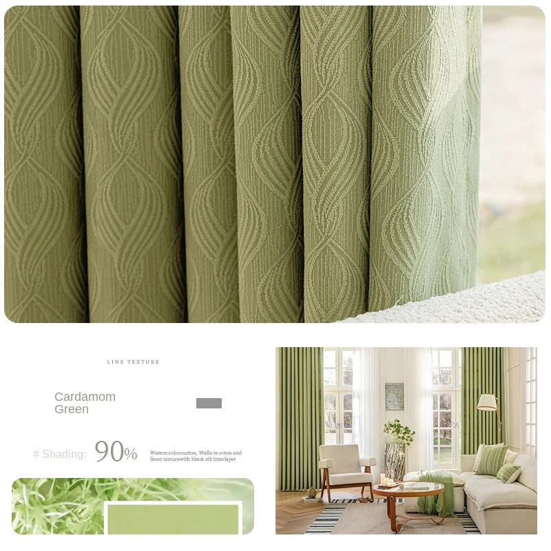 YOUMIKA  -  Ins Style Bedroom Curtain Simplicity Balcony Blackout Drapes Large Area Living Room Drape Home Floor-to-ceiling Window Curtains