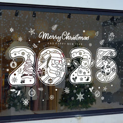 YOUMIKA  -  2025 Merry Christmas Window Sticker New Year Electrostatic Glass Sticker Santa Claus Snowflake DIY Decal Home Room Decorations