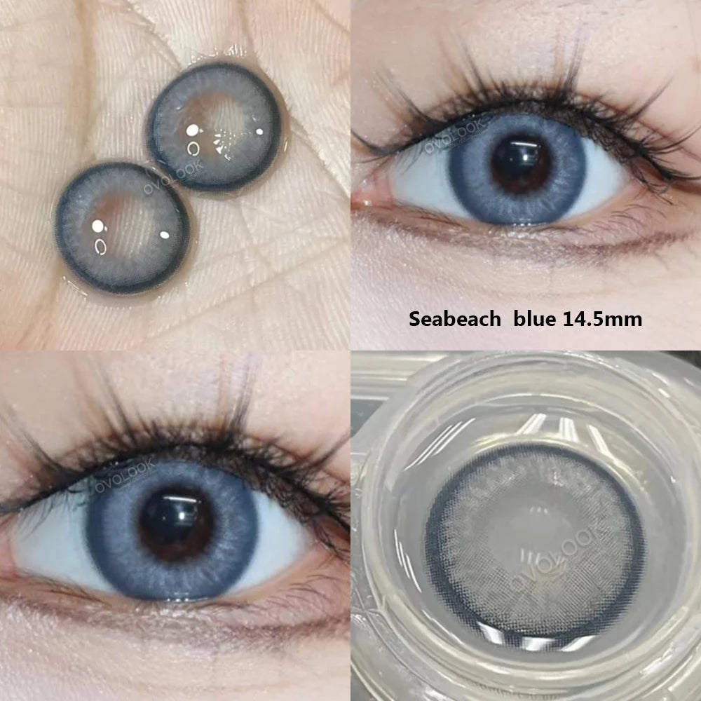 YOUMIKA  -  1 Pair(2pc) Seabeach Blue Contact Lenses for Eyes Natural Beauty Pupil Comestic Color Lens Eyes Half A Yearly Use 14.5mm