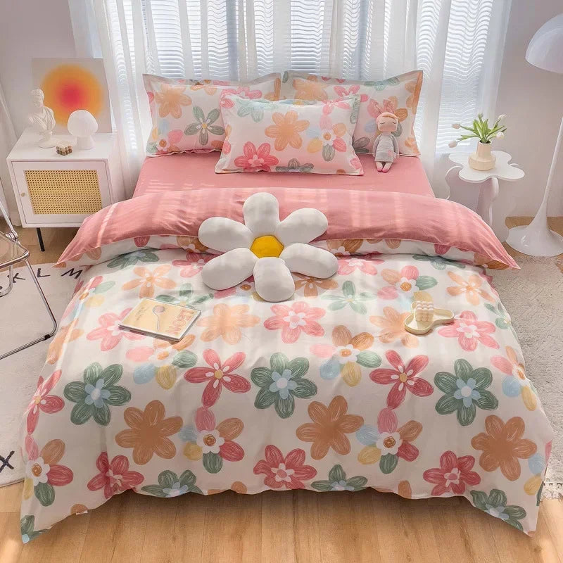 YOUMIKA  -  New Floral Printed Bedding Sets Cozy Child Duvet Cover Sets Bed Set Adult Duvet Cover + 2 Pillowcases Breathable Bed Sheet Cover