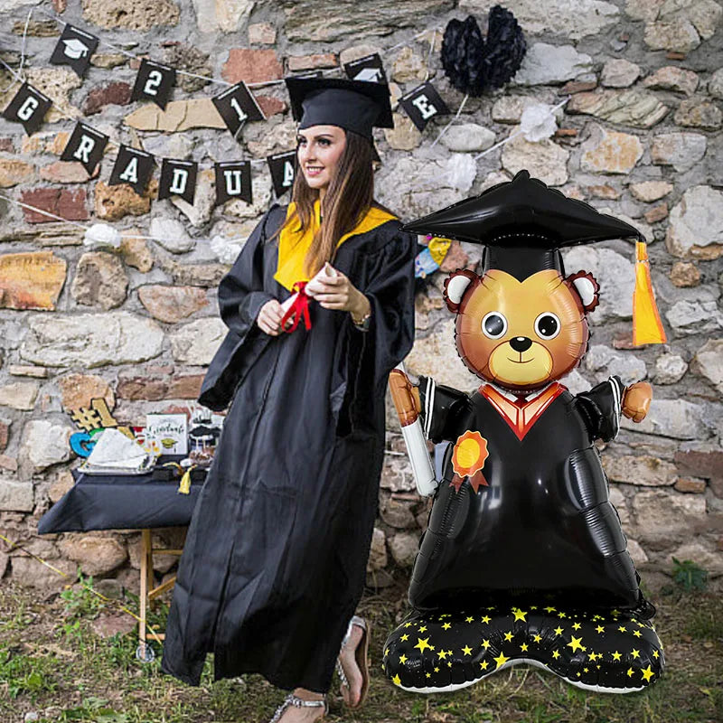 YOUMIKA  -  Graduation Party 4D Standing Balloons Bachelor Cap Bear Owl Foil Balloon Grad Congratulation We Did It Decoration Kids Gift Toy