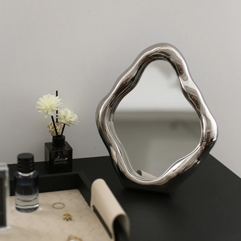 YOUMIKA  -  Dressing Table Mirror Dressing Mirror with High Aesthetic Value French Style Makeup Mirror Bedroom Tabletop Decoration Ornaments