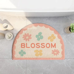 YOUMIKA  -  Flower Bathroom Rug Non Slip Half Circle Bath Floor Mat Water Absorbent Super Soft Shaggy Machine Washable Thick Doormats TJ9513