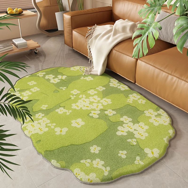 YOUMIKA  -  Light Luxury Carpets for Living Room Home Irregular Plush Floor Mat Plant Pattern Bedroom Decor Carpet Fluffy Soft Cloakroom Rug