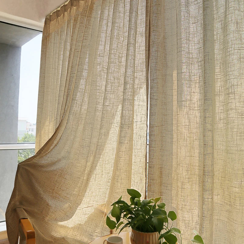 YOUMIKA  -  Solid Linen Semi-blackout Curtain, Natural Gauze Blinds, Window Screen, Ramie Yarns for Cabinet, Modern Japanese Style