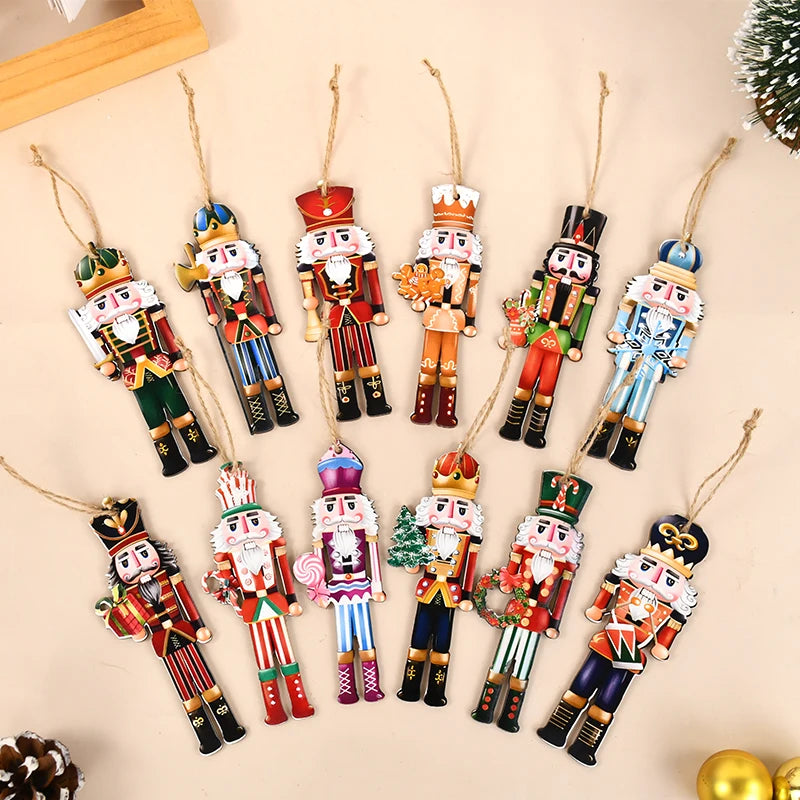 YOUMIKA  -  12Pcs Nutcracker Soldier Wooden Pendant Xmas Tree Hanging Ornament 2024 Christmas Decoration for Home Navidad 2025 New Year Gift