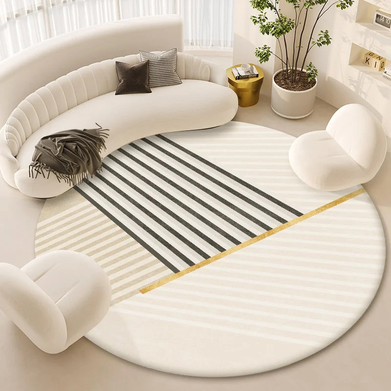 YOUMIKA  -  Light Luxury Round Cream Style Carpet Living Room Large Area Thickened Sofa Carpets Coffee Table Nonslip Bedroom Study Round Rug