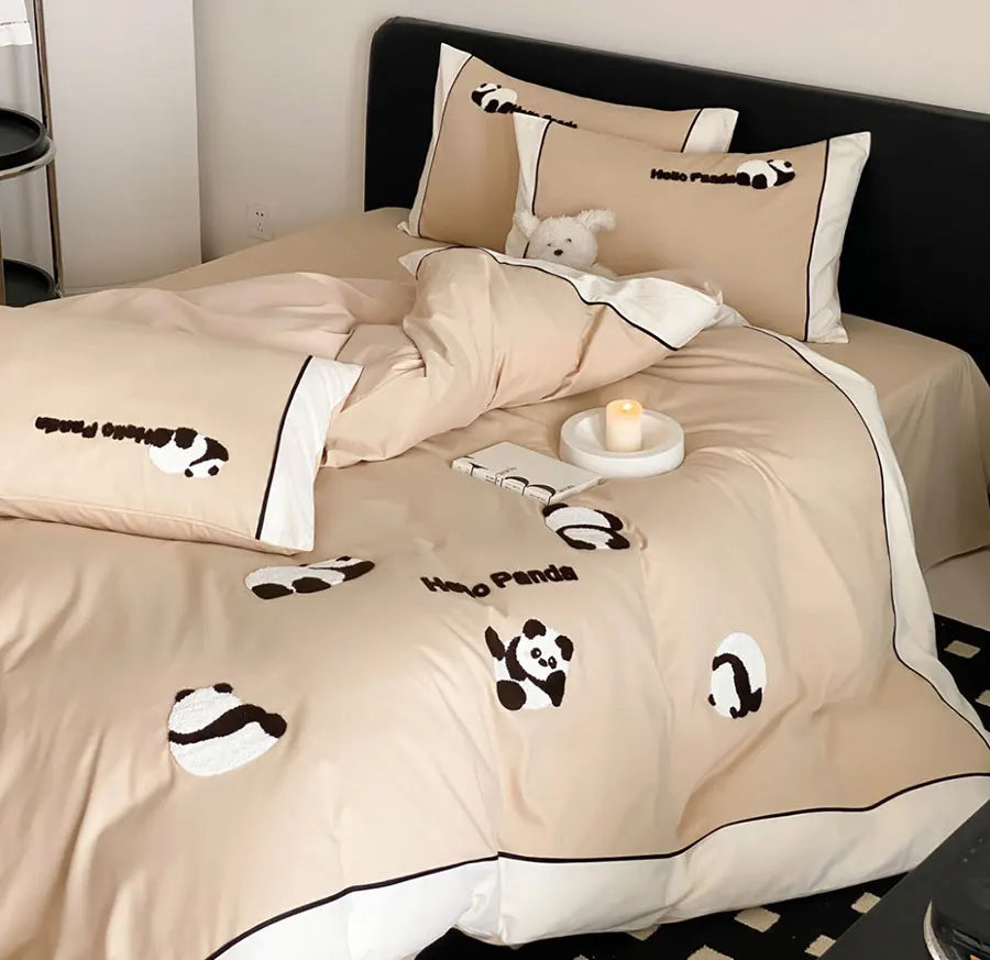 YOUMIKA  -  Cute cartoon panda bedding set 1.5 1.8 2.0 kid teen,full queen king lovely cotton home textile bed sheet pillow case quilt cover