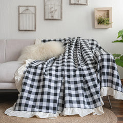 YOUMIKA  -  Black White Cotton Sofa Cover Blanket Sofa Towel for Living Room Furniture Decor Tapestry Couch Cover for Sofas