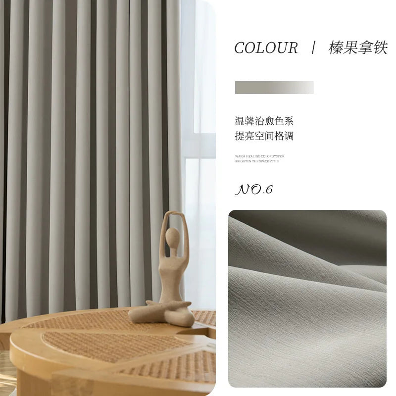 YOUMIKA  -  Simple Living Room Drape Large Area Bay Window Drapes Home Bedroom Soundproof Curtains Hotel Blackout Curtain High-shading 90%