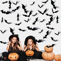 YOUMIKA  -  Halloween 3D Black Bat Wall Stickers Home Room Indoor DIY Decoration Scary Props Kids Party Favors Wall Decals Window Sticker