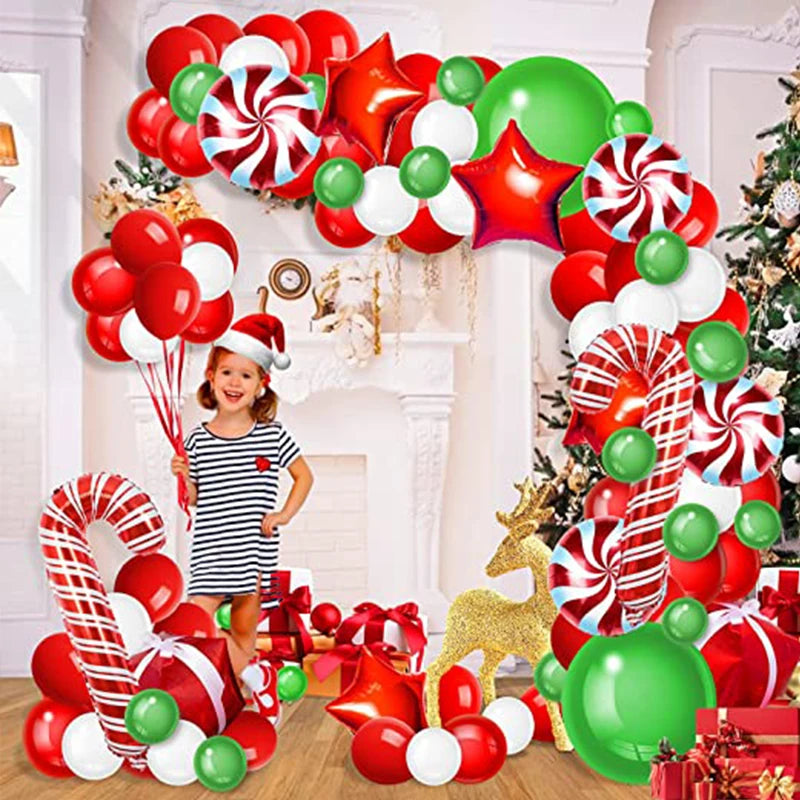 YOUMIKA  -  New Merry Christmas Balloon Arch Garland Kit Santa Decor Ballon Supplies For Xmas New Year Party Home Garden Party Decor