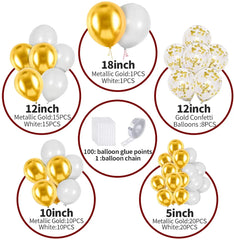 YOUMIKA  -  White Balloon Arch Garland Kit Gold Confetti Balloons for Parties Baby Shower Wedding Anniversary Birthday Party Decorations DIY