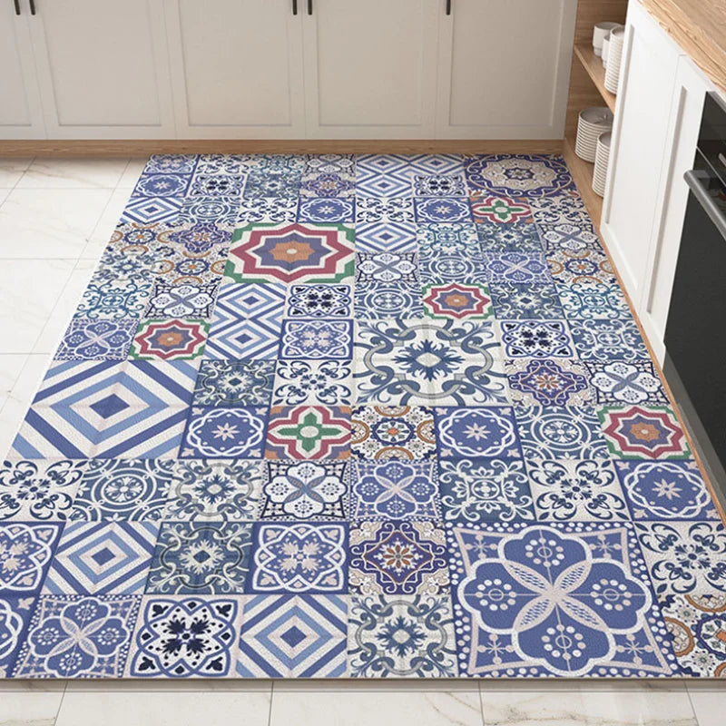 YOUMIKA  -  Decorate Kitchen Floor Mat Oil-proof Waterproof Anti-fouling Easy Clean PVC Non-slip Carpet Balcony Bathroom Rug