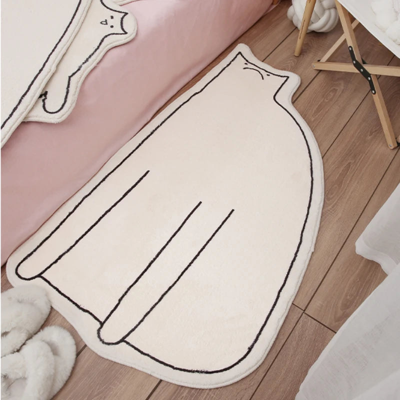 YOUMIKA  -  Bedside Carpet Cute Kitten Cartoon Printed Special-shaped IG Plush Rug Fashion Home Decoration Children's Bedroom Fluffy Mat