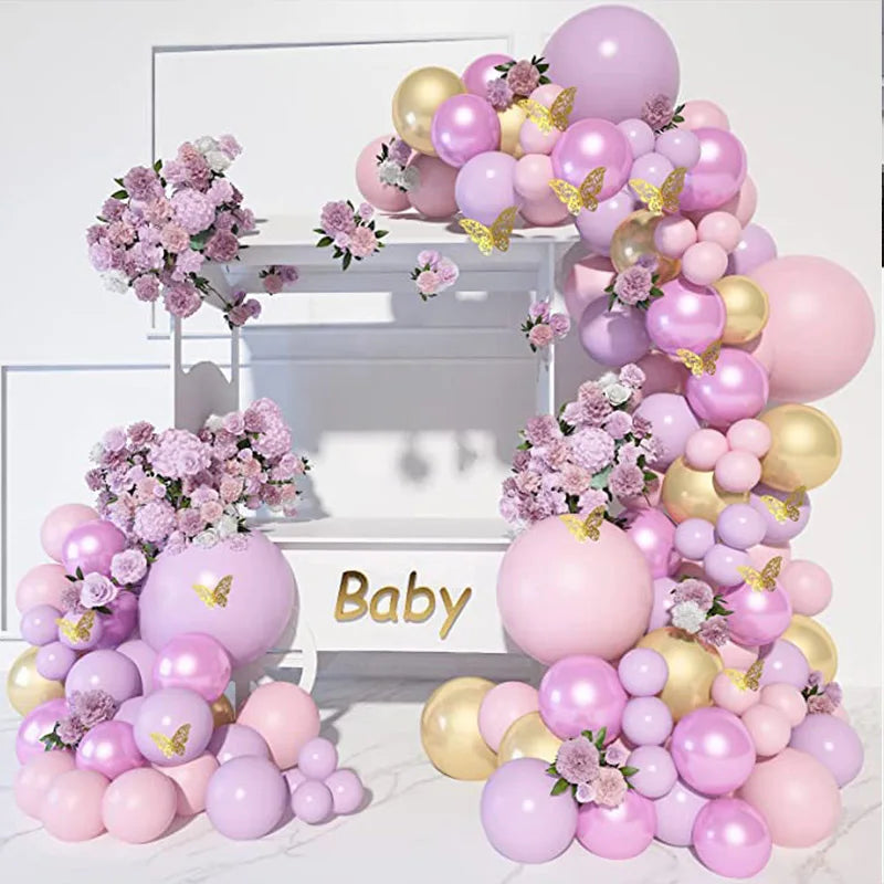 YOUMIKA   -  Gold Butterfly Fairy Balloons Garland Arch Kit for Baby Shower Girls Birthday Party Wedding Anniversary Festival Decorations