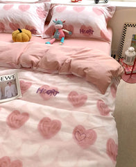 YOUMIKA  -  Fashion modern sweet pink heart bedding set,full queen king warm kawaii cotton home textile bed sheet pillow case quilt cover